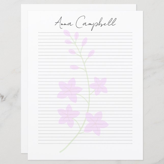 Lámina Monogram Chic Script Name Stationery Paper (Anverso / Reverso)