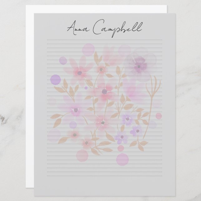 Lámina Monogram Chic Script Name Stationery Paper (Anverso / Reverso)