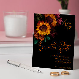 Lámina Monograma Boda Naranja quemada negra Guardar la fe