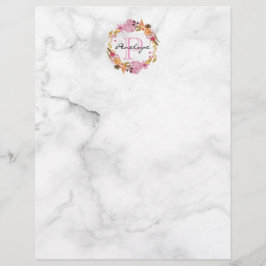 Lámina Monograma de espuma floral rosa de bonito