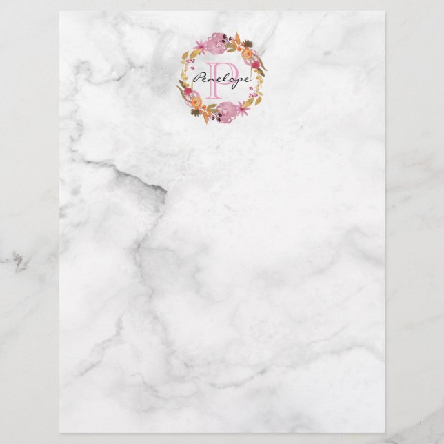 Lámina Monograma de espuma floral rosa de bonito (Anverso)