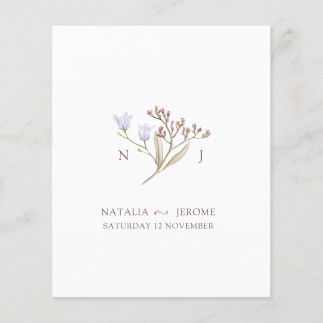 Lámina Monograma de flor silvestre simple otoño informaci (Anverso)