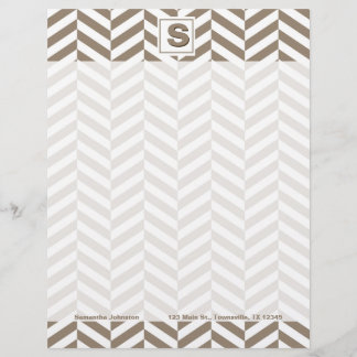 Lámina Monograma de Herringbone Blanco Tan