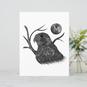 Lámina Monograma de la luna llena del halcón