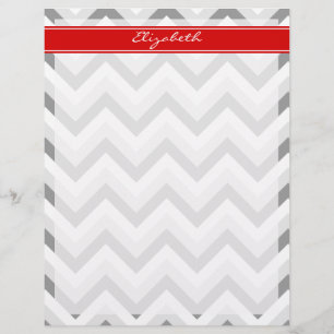 Lámina Monograma De Nombre Rojo De Chevron Blanco Gris Lt