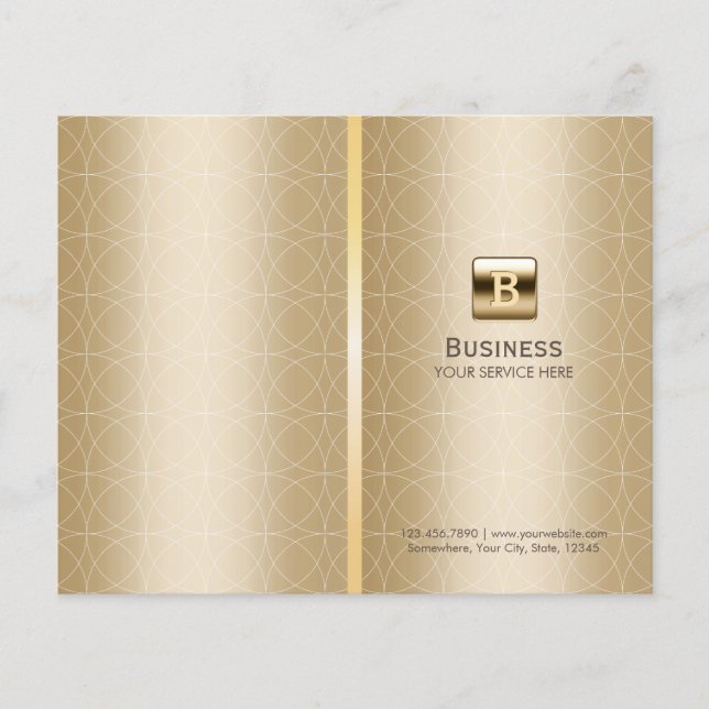 Lámina Monograma de oro de lujo elegante Bi-Fold Brochure (Anverso)