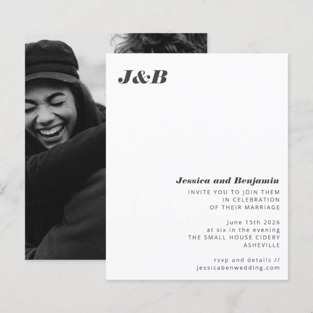 Lámina Monograma de presupuesto Invitación a la boda de f (Anverso / Reverso)