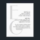 Lámina Monograma elegante. Detalles modernos y sencillos<br><div class="desc">Monograma gris sencillo y elegante. Moderna y elegante tarjeta de inscripción para boda.</div>