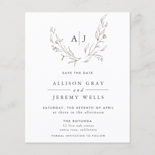 Lámina Monograma floral de presupuesto Salven la AD (Anverso)