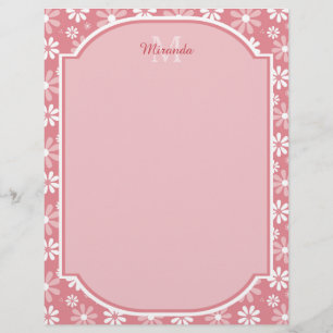 Lámina Monograma Girly Flores De Marea Rosa Cuta Con Nomb