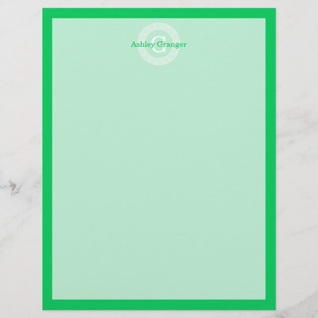 Lámina Monograma inicial en marco redondo de llave griega (Anverso)