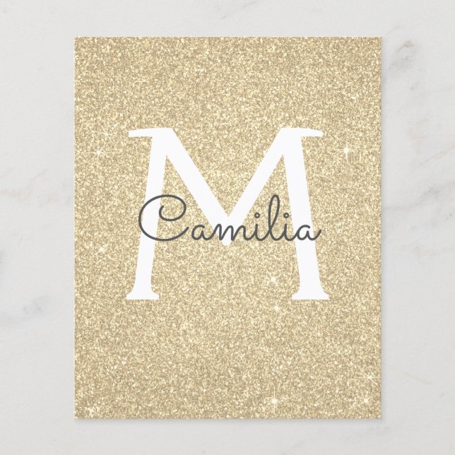 Lámina Monograma Purpurina de oro de papel Quinceanera (Anverso)