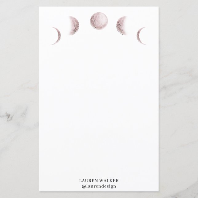 Lámina monograma rosa de las fases de la luna mística (Anverso)