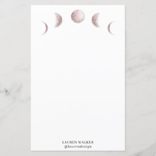 Lámina monograma rosa de las fases de la luna mística