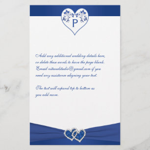 Lámina Monograma Royal Blue Floral Blue Floral Hearts Sta
