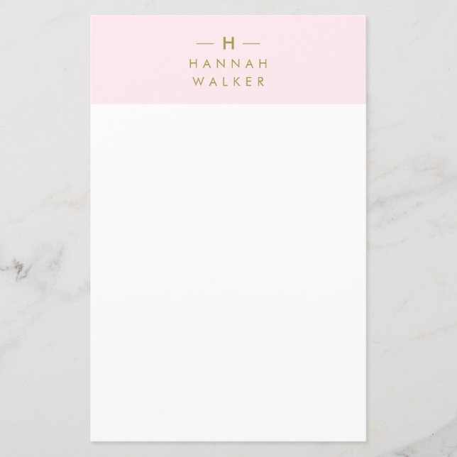 Lámina Monograma Rubor Pink | Elegante Estacionario De Or (Anverso)