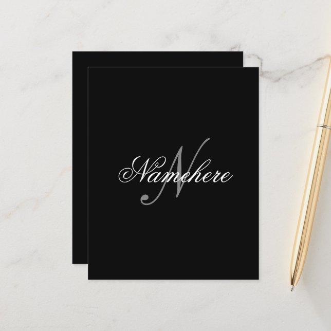 Lámina Monograma único personalizado de nombre blanco y n (Anverso/Reverso In Situ)