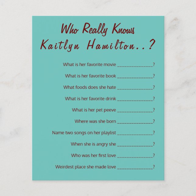 Lámina Monograma verde azulado 💍 juego moderno de ducha  (Anverso)