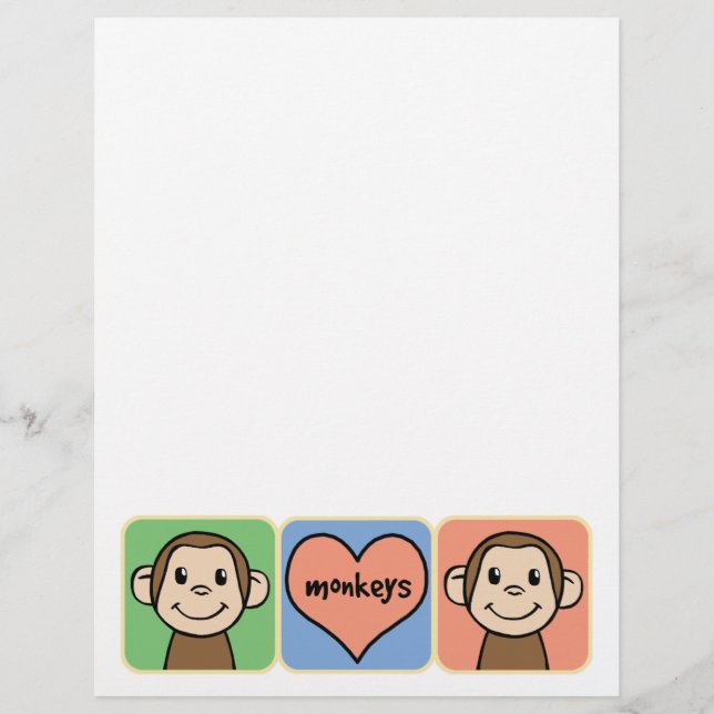 Lámina Monos de dibujos animados lindos con corazón de am (Anverso)