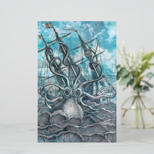 Lámina Monstruo marino Octopus Blue Sea