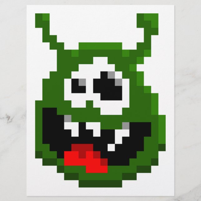 Lámina Monstruo verde - Arte de píxeles (Anverso)
