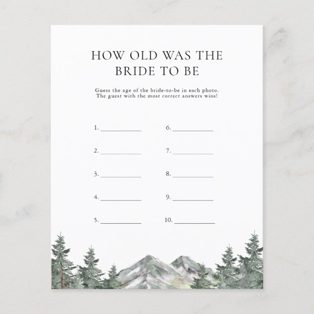 Lámina Montaña: La Edad De La Novia Para Ser Cartas De Ju (Anverso)