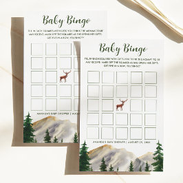 Lámina Montañas Deer Bingo Baby Shower