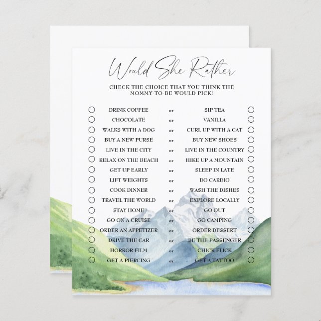 Lámina Montañas - Prefiere Jugar (Anverso / Reverso)