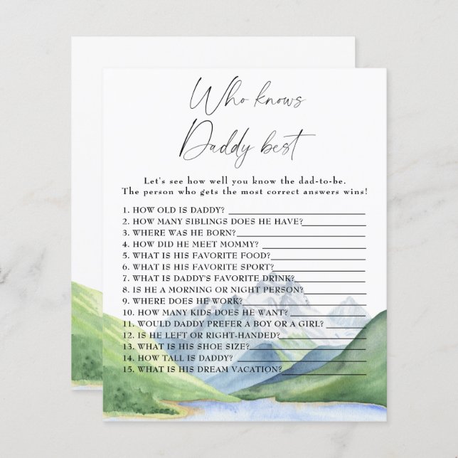 Lámina Montañas - Quién conoce mejor a papá (Anverso / Reverso)