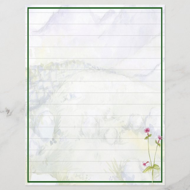 Lámina Montañas y flores de acuarela (Anverso)