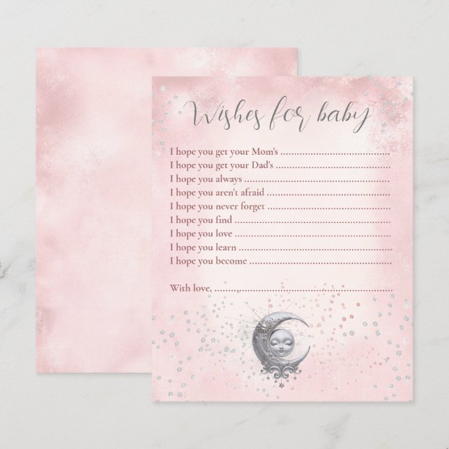 Lámina Moon Pink Wiers For Baby Card Baby Shower Game (Anverso / Reverso)