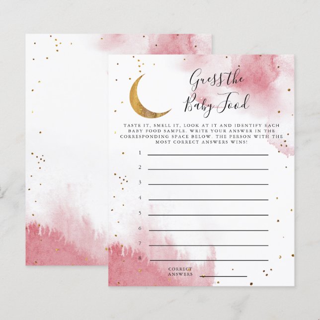 Lámina Moon Rosa Adivina El Juego De La Ducha De Alimento (Anverso / Reverso)