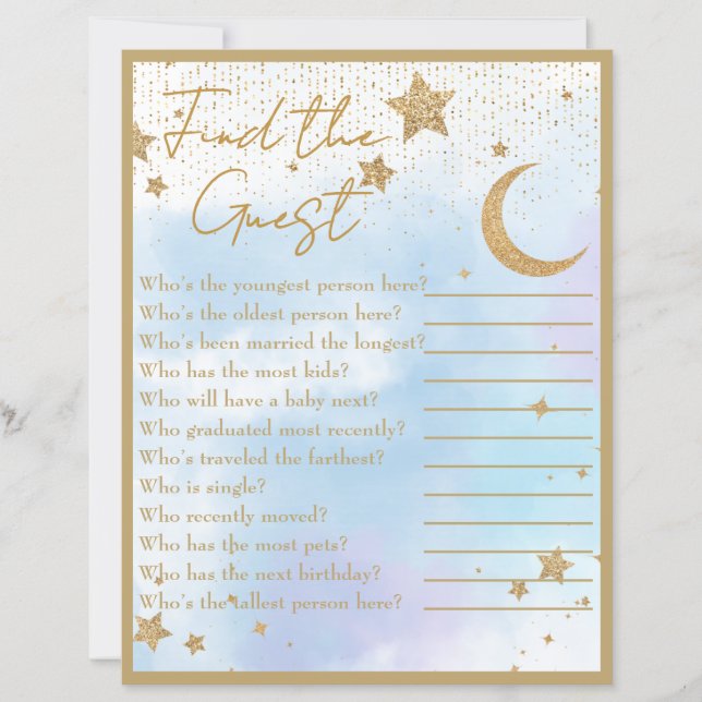 Lámina Moon & Stars encuentran el juego de Baby Shower in (Anverso)