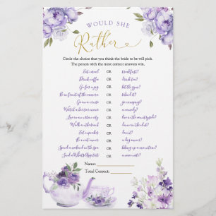 Lámina Morado Floral Té De Ducha De Brigada Preferiría