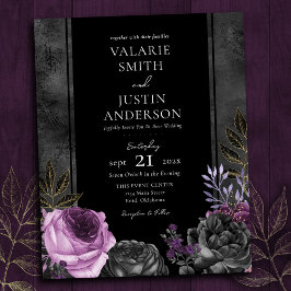 Lámina Morado gótico y Boda floral negro todo en uno