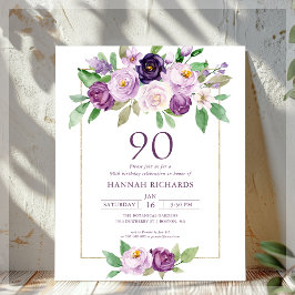 Lámina Morado | Invitación de cumpleaños 90 a Violet Flor