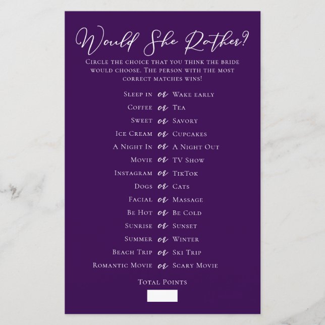 Lámina Morado Prefiere Un Juguete De Ducha De Novias (Anverso)