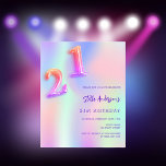 Lámina Morado rosado holográfico de 21 años<br><div class="desc">Invitación a la fiesta de cumpleaños 21 femenina y juvenil. Un fondo de color arcoiris, holográfico, morado, rosa, verde menta. Personalice y agregue un nombre y detalles del fiesta. El nombre está escrito con un guión de estilo con letras a mano, letras de color púrpura. El número 21 se escribe...</div>