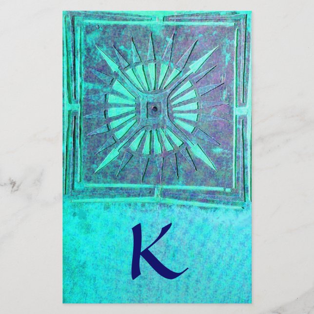 Lámina MORNING STAR MONOGRAM , turquesa azul (Anverso)