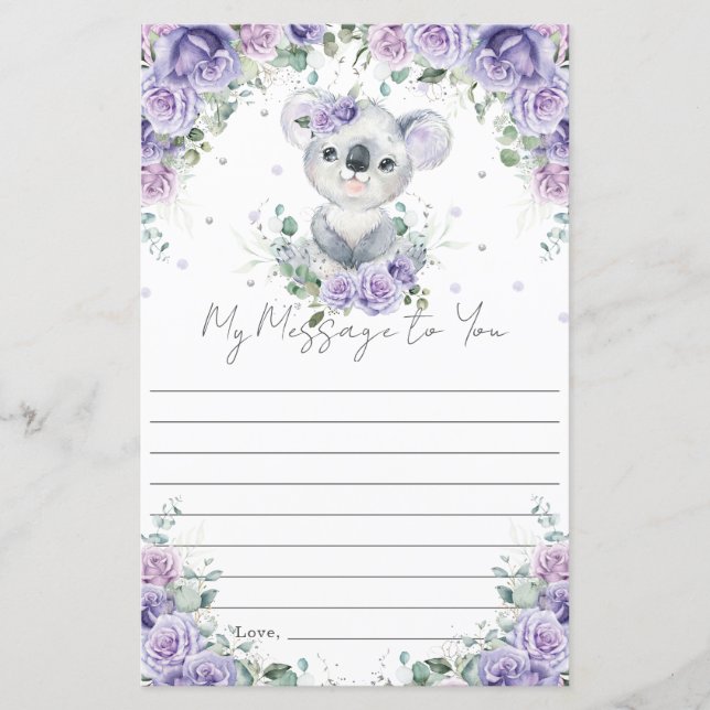 Lámina Morple Floral Koala Primer mensaje de la cápsula d (Anverso)