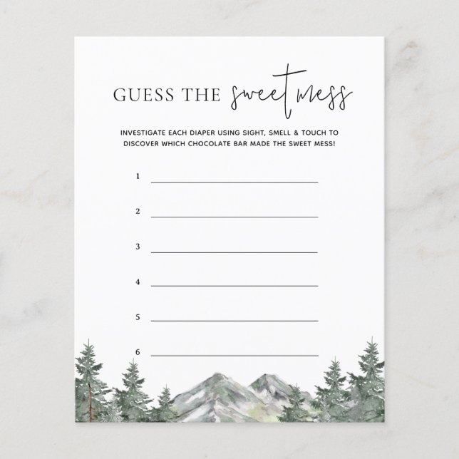 Lámina Mountain Baby Shower Adivina El Dulce Juego De Aje (Anverso)