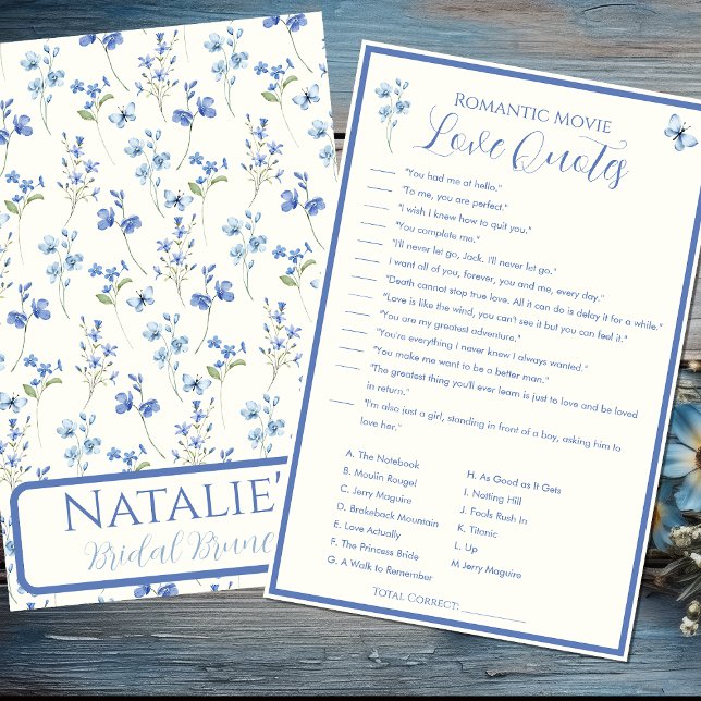 Lámina Movie Love Cita Floral Bridal Shower Game (Subido por el creador)