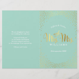Lámina MRS & MRS WEDDING PROGRAM oro confetti menta