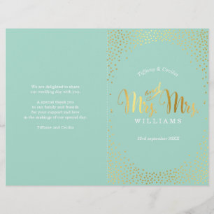 Lámina MRS & MRS WEDDING PROGRAM oro confetti menta