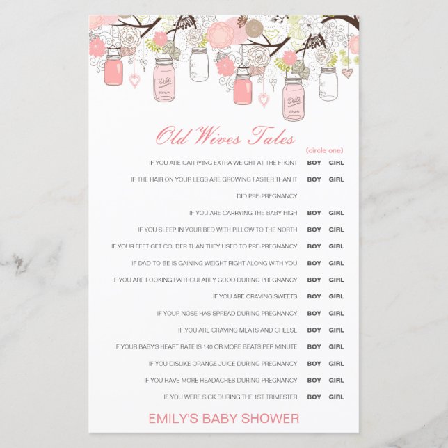 Lámina Muchacha o Chica anciana cuenta Baby Shower con re (Anverso)