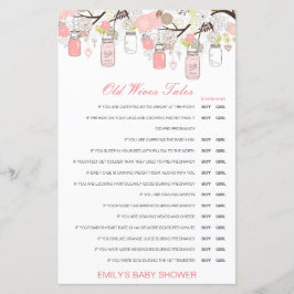 Lámina Muchacha o Chica anciana cuenta Baby Shower con re
