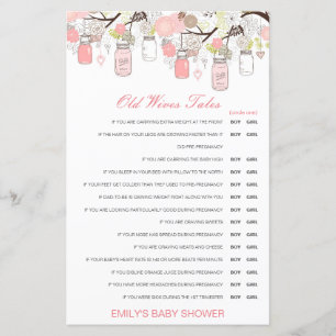 Lámina Muchacha o Chica anciana cuenta Baby Shower con re