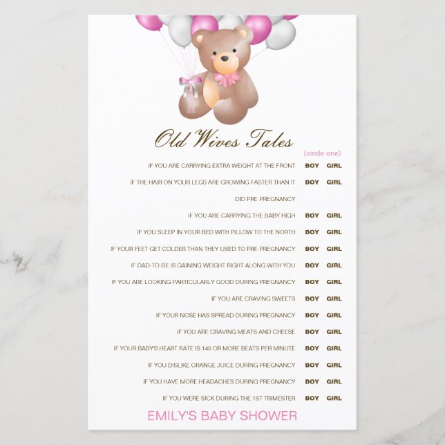 Lámina Muchacha o Chica anciana cuenta Baby Shower con re (Anverso)