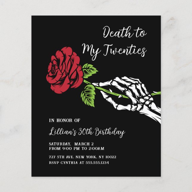 Lámina Muerte del presupuesto a la invitación Rosa de mis (Anverso)