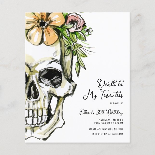 Lámina Muerte del presupuesto a mi cráneo de cumpleaños d (Anverso)